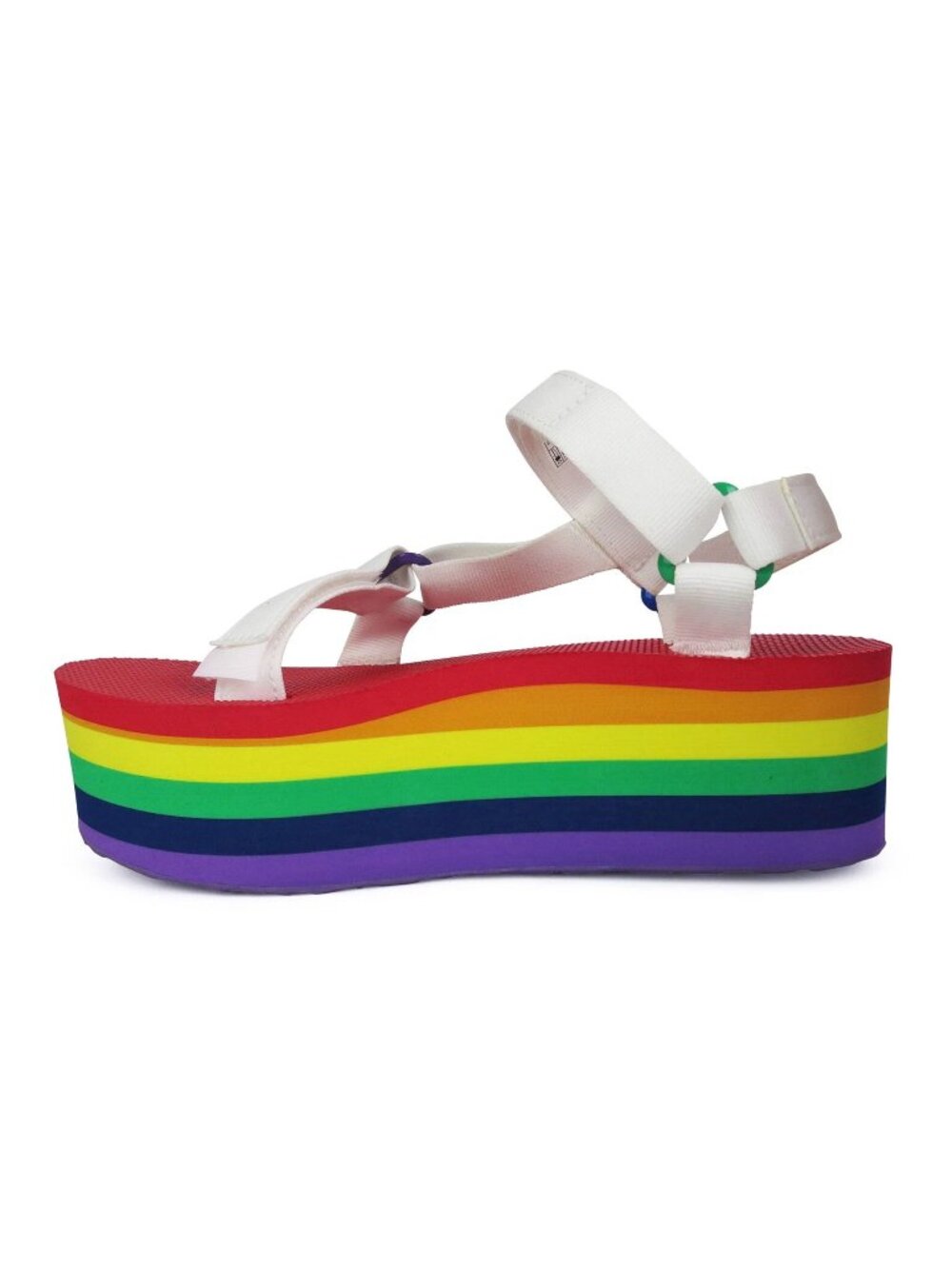 Teva Flatform Universal White Rainbow Pride Platform Sandals